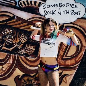 Complete Harley Quinn costume with boots! Size small